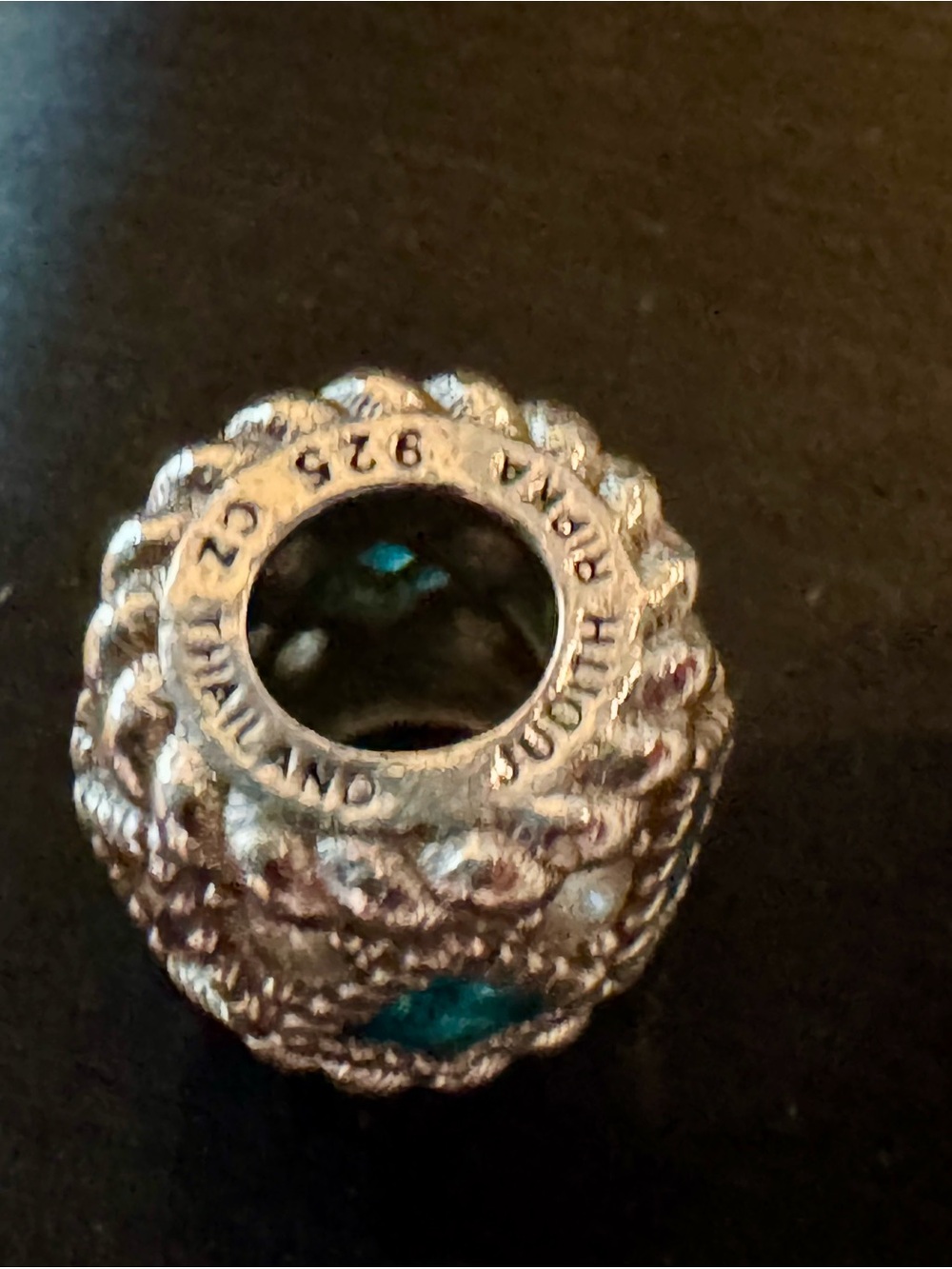 Judith Ripka Sterling Silver Bead with Crystal N Teal Gemstone Accents - Picture 4 of 4